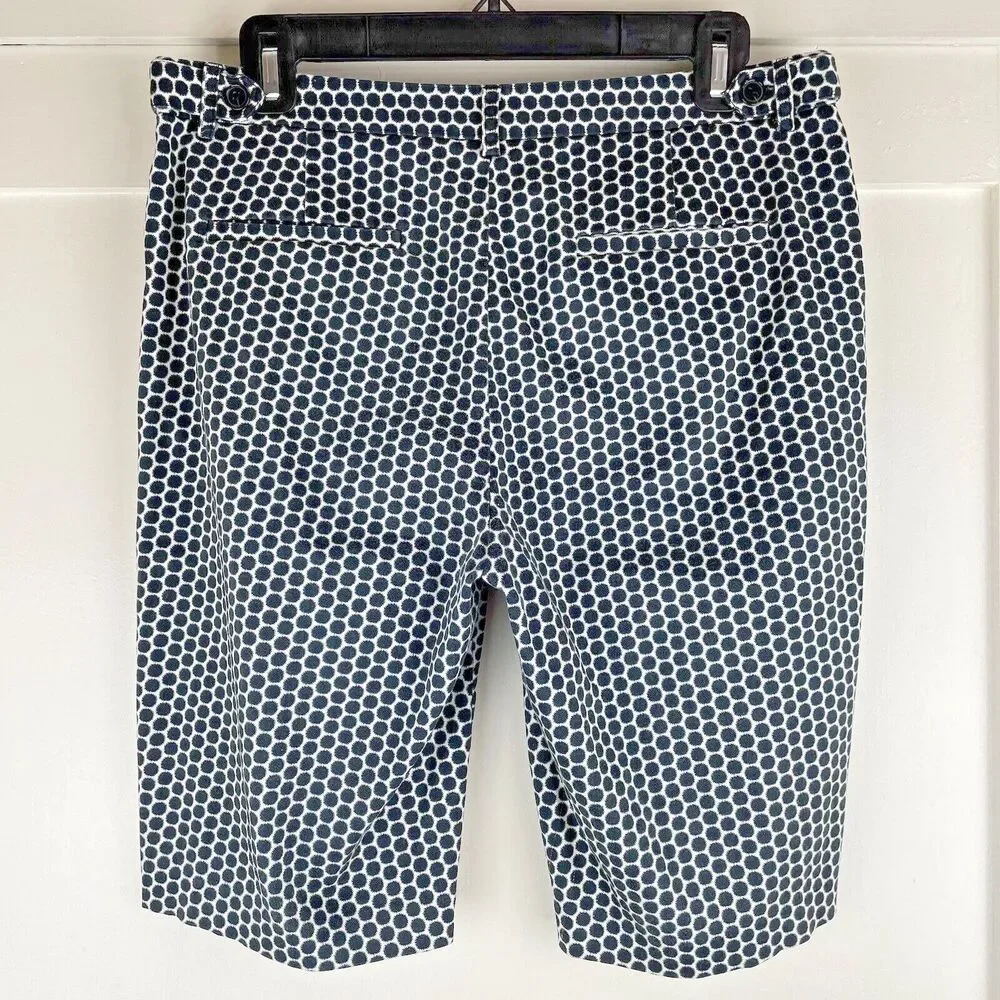 LAUNDRY Shelli Segal Bermuda Shorts Women's Size 8 Black / White Circles Stretch - Picture 4 of 16